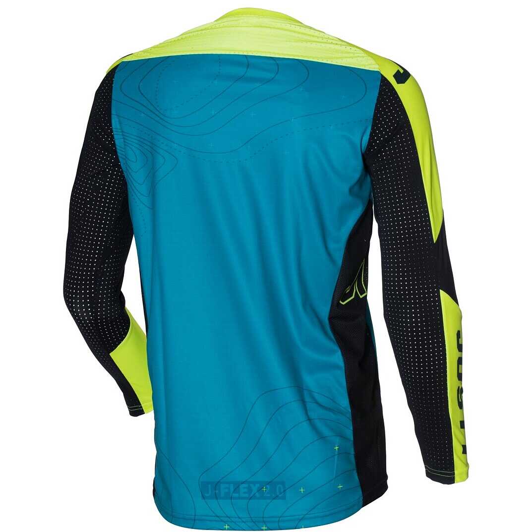 TRICOU ENDURO Just1 J-FLEX 2.0 Frontier Cross Enduro Moto Jersey Teal/ Black/ Yellow Fluo - imagine 2